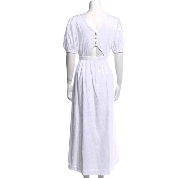 Cleobella White Cut-Out 100% Cotton Lined Midi Dress with Pockets Size M - Picture 3 of 5